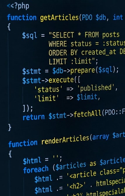 PHP source code on a dark editor screen
